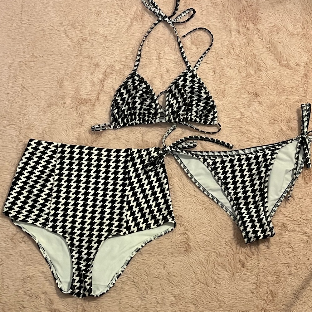American Apparel Black and White Houndstooth Bikini